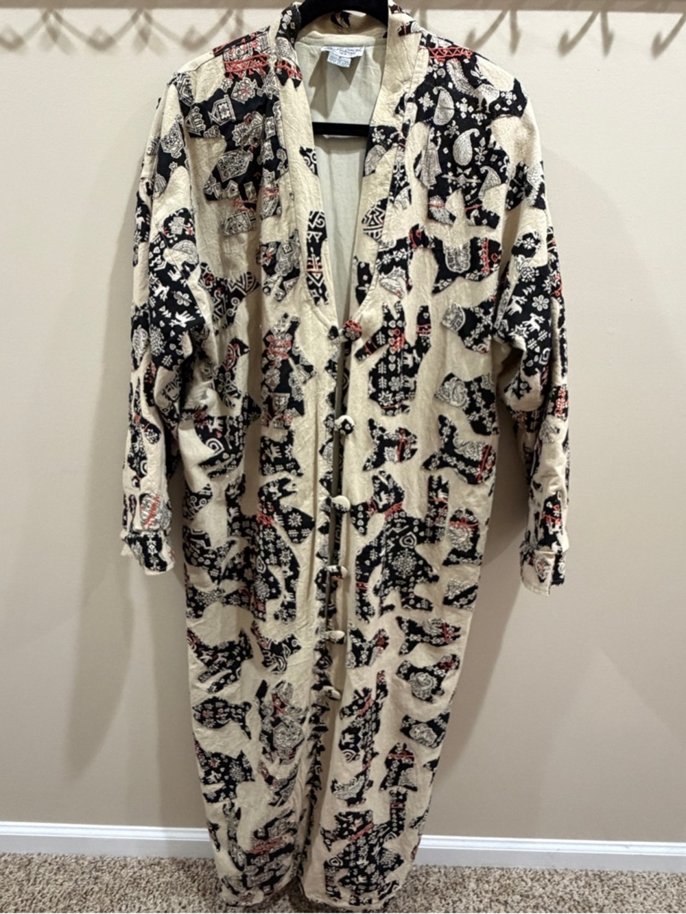 Raiment Fashions Inc. Cozy Printed Duster Animal Print 100% Cotton Sz S